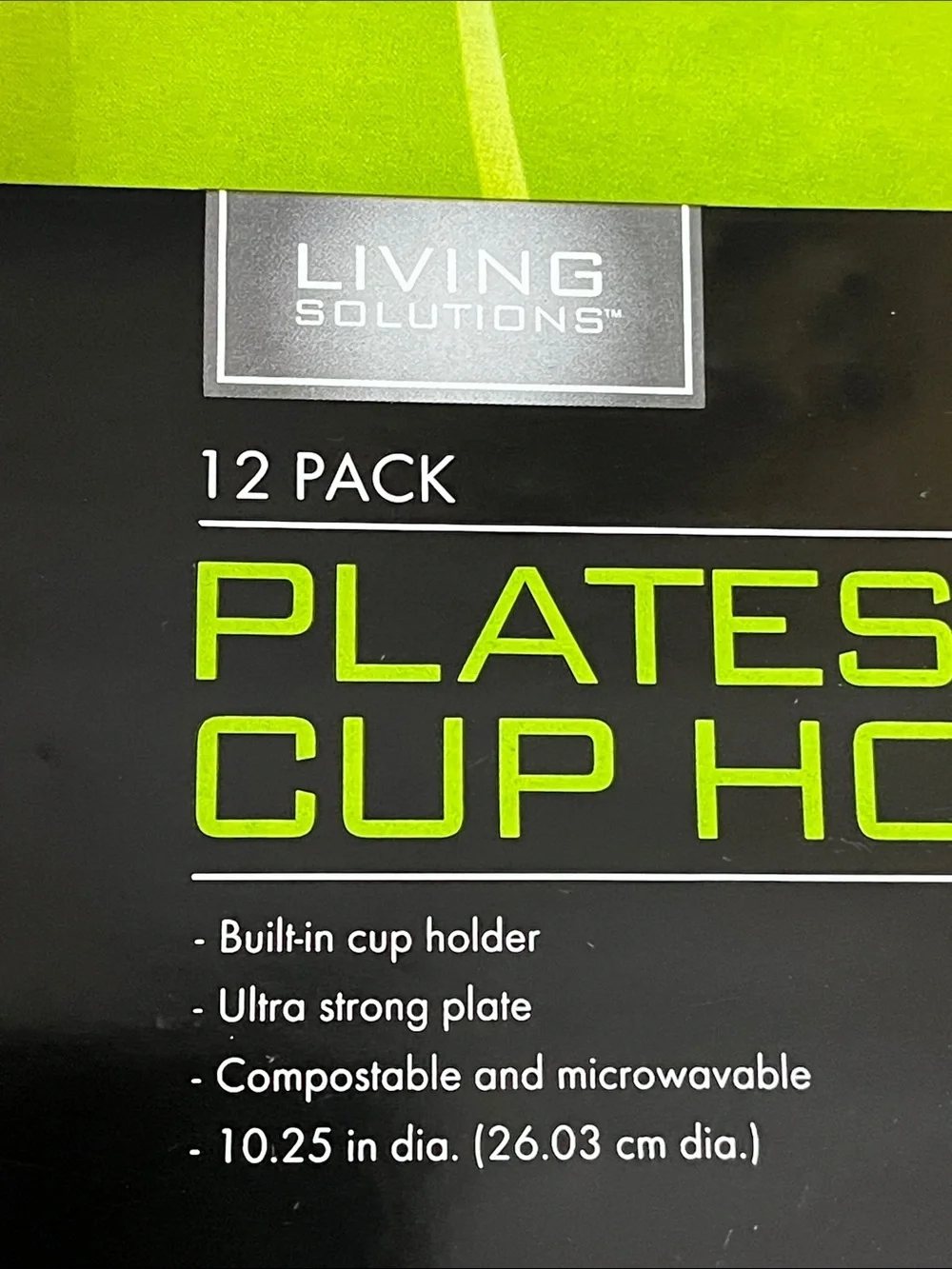 Living Solutions Plates with Cup Holder | 12-Pack Compostable Microwave Safe